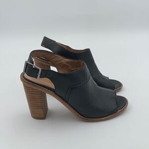 Madewell Black Leather Slingback Open-Toe Heeled Booties Size 7